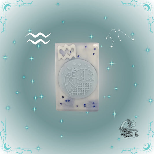 Aquarius Zodiac Soap – refreshing, innovative handcrafted soap in aqua-blue tones for inspiration and clarity.