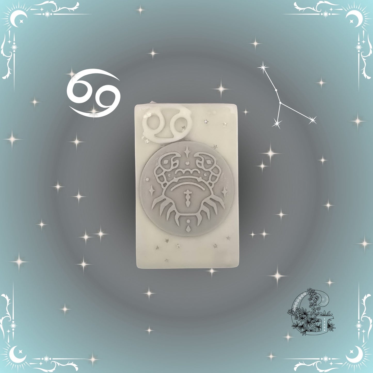 Cancer Zodiac Soap – nurturing, gentle handcrafted soap in silver-gray tones for emotional comfort.