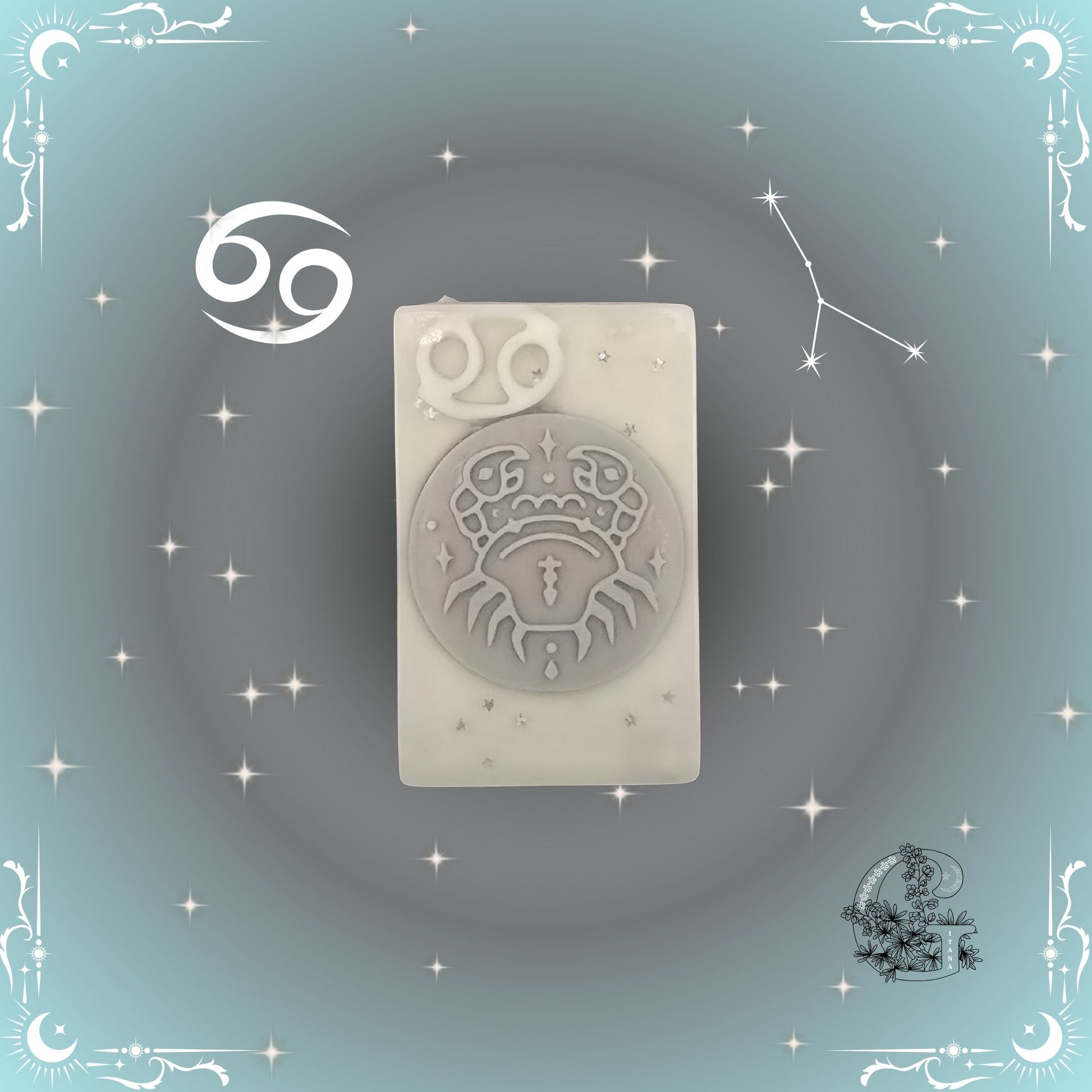 Cancer Zodiac Soap – nurturing, gentle handcrafted soap in silver-gray tones for emotional comfort.
