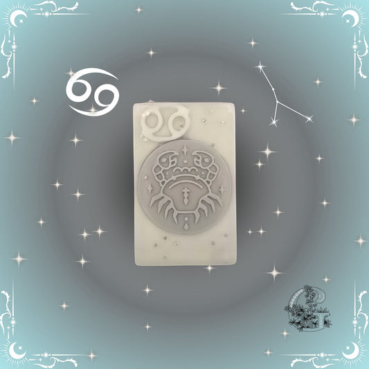 Cancer Zodiac Soap – nurturing, gentle handcrafted soap in silver-gray tones for emotional comfort.