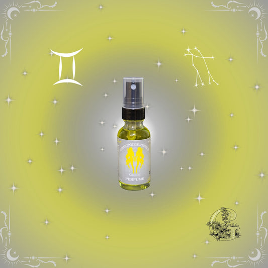 Gemini Zodiac Perfume – light, airy fragrance with bright dual notes representing adaptability and curiosity.