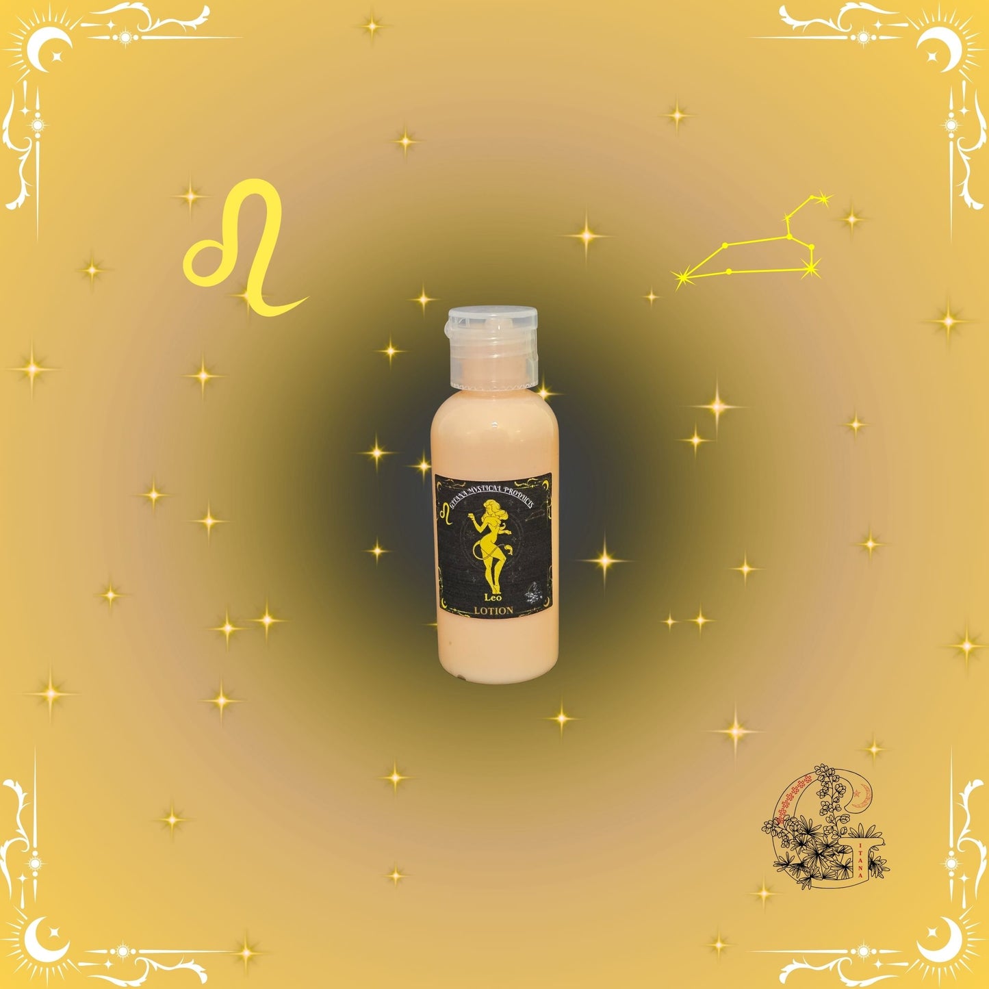 Leo Zodiac Lotion – radiant, confident lotion with warm golden tones for a luminous finish.
