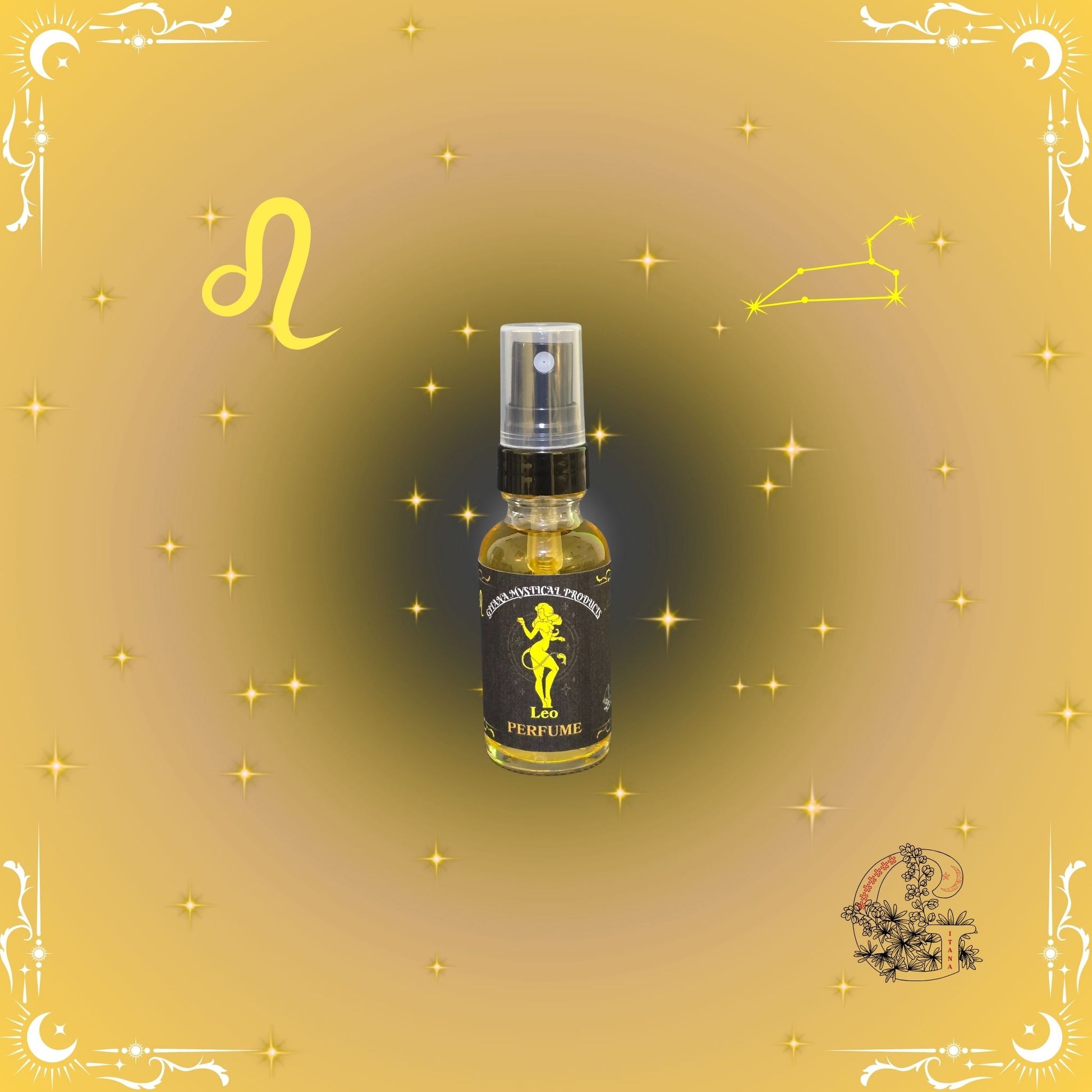 Leo Zodiac Perfume – radiant and confident fragrance with golden notes symbolizing warmth and passion.