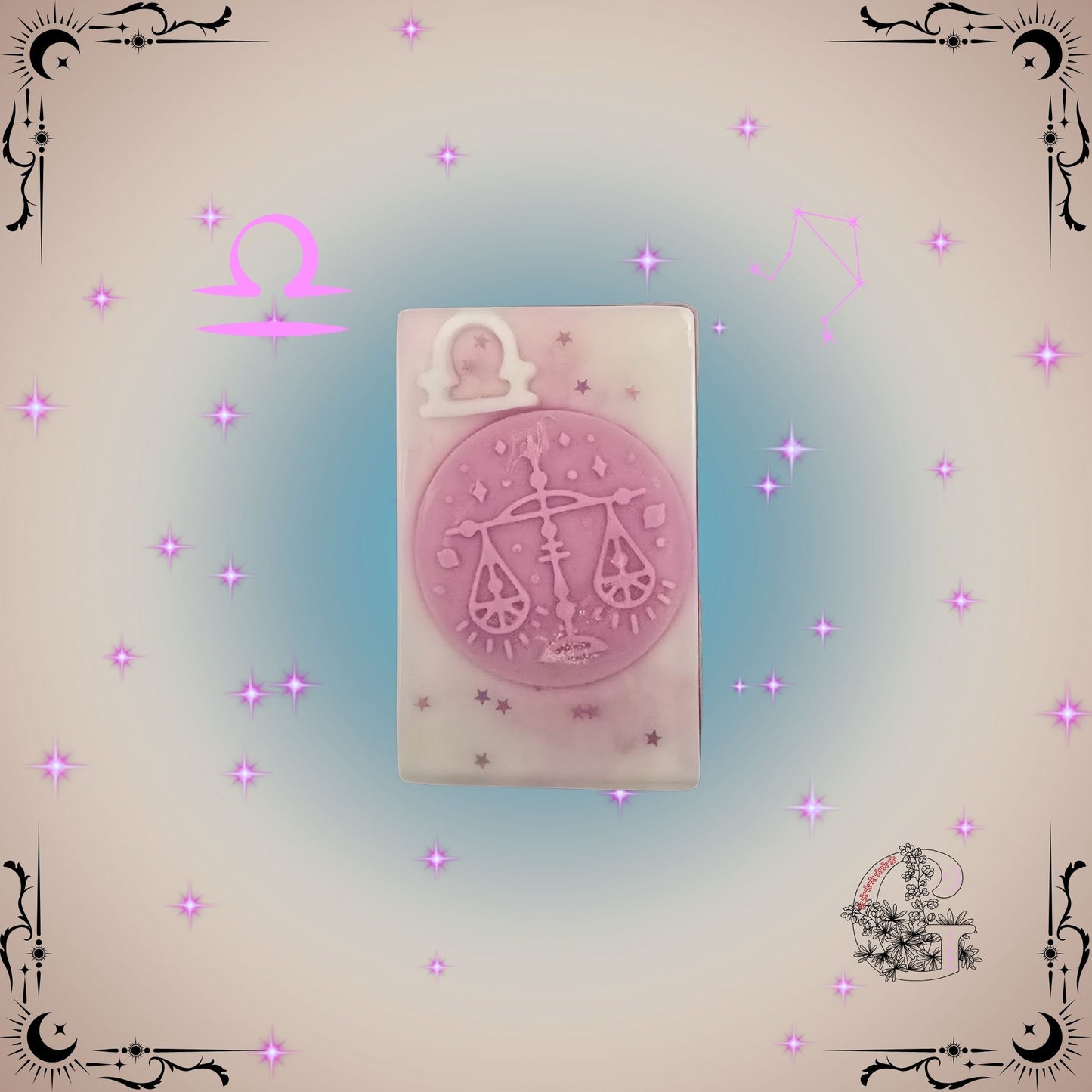 Libra Zodiac Soap – harmonious, elegant handcrafted soap in pink-beige tones promoting peace and beauty.