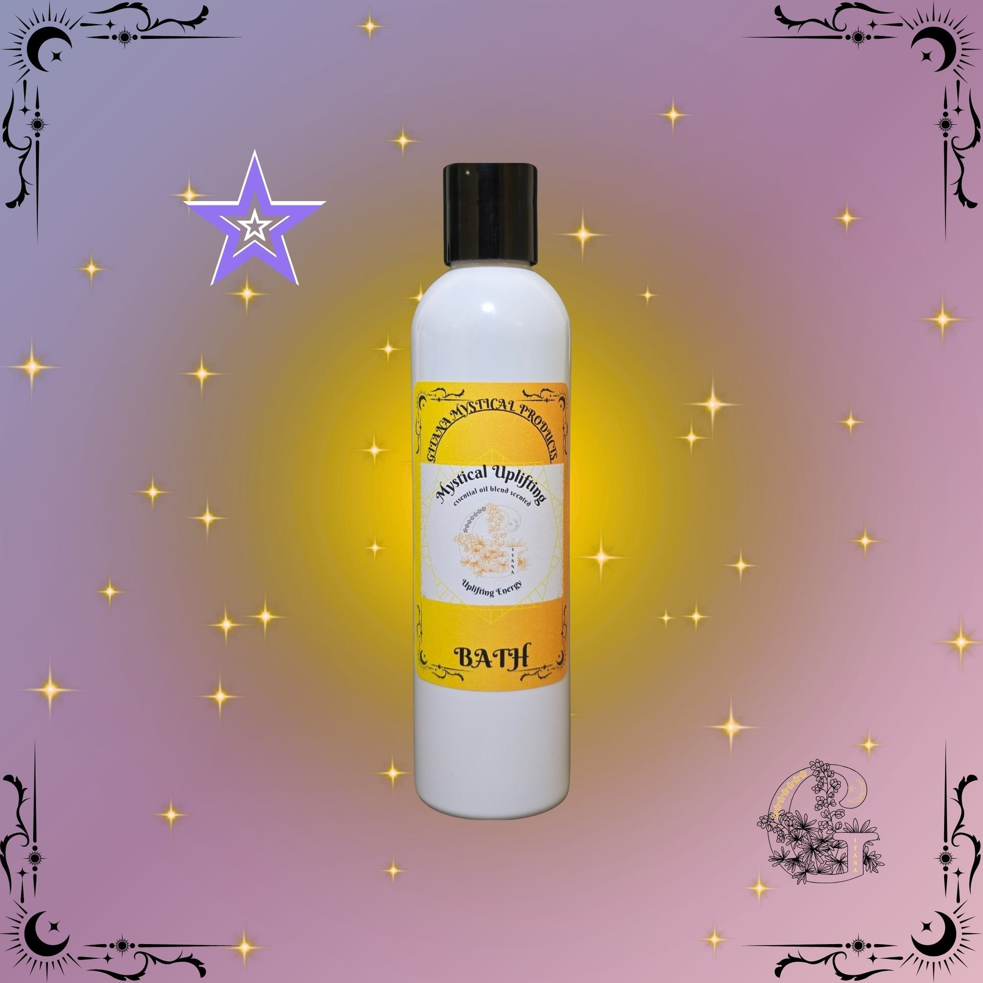 Mystical Uplifting Aromatic Bath Soak – bright and refreshing handcrafted soak created to inspire clarity and positivity.