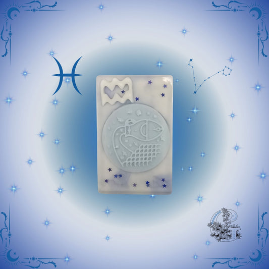 Pisces Zodiac Soap – dreamy, tranquil handcrafted soap in ocean-blue tones promoting peace and imagination.