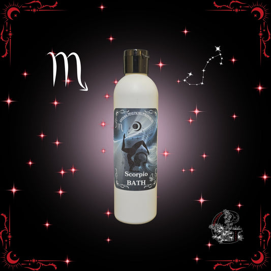 Scorpio Zodiac Aromatic Bath Soak – deep and mysterious handcrafted soak with black and crimson aura.