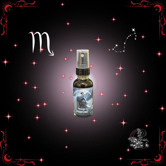 Scorpio Zodiac Perfume – deep and magnetic fragrance with dark, sensual notes symbolizing mystery and allure.