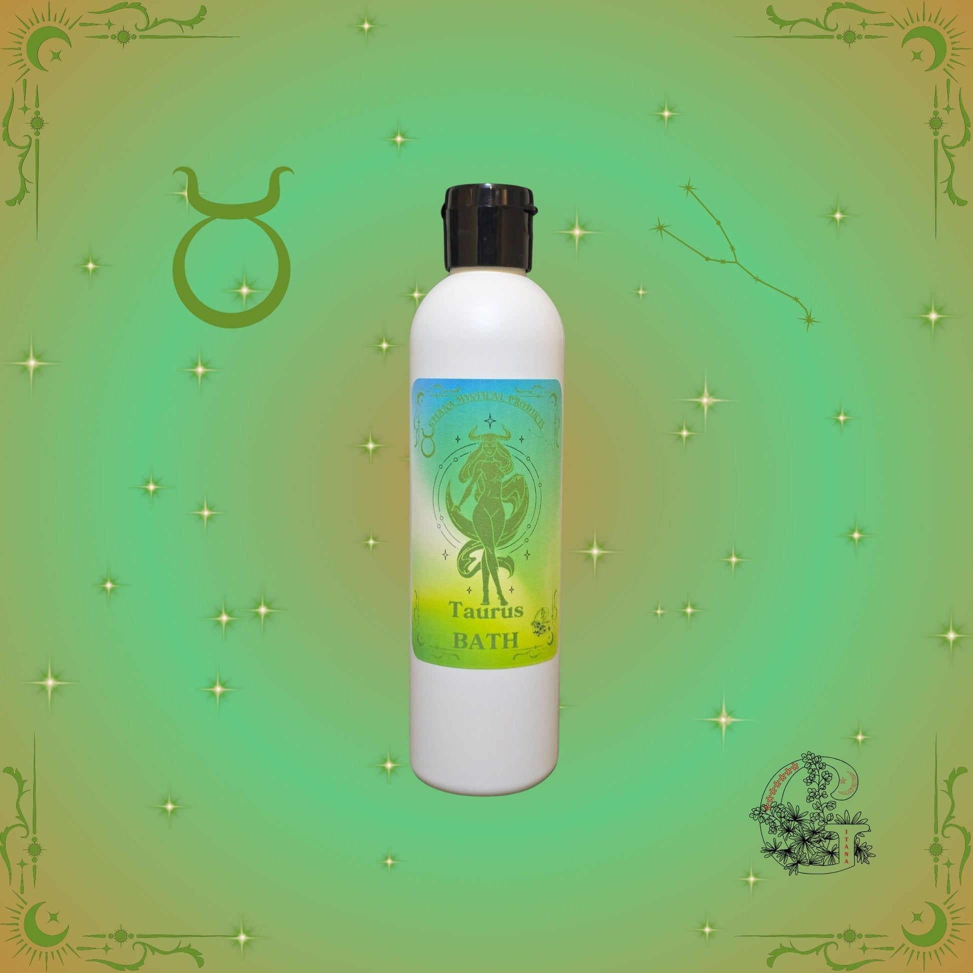 Taurus Zodiac Aromatic Bath Soak – soothing and grounding handcrafted soak with green earthy tones.