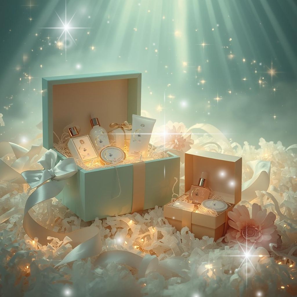 Gift Sets Collection cover by Gitana Mystical Products – mystical open box with shimmering handmade products.