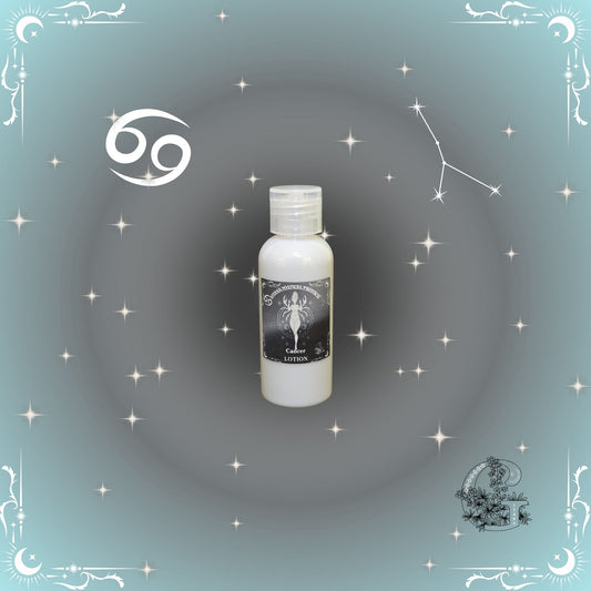 Cancer Zodiac Lotion – nurturing and calming moisturizer in silver-gray tones for gentle hydration.