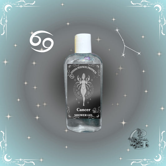 Cancer Zodiac Shower Gel – gentle and nurturing cleanser with silver-gray tones for emotional comfort.