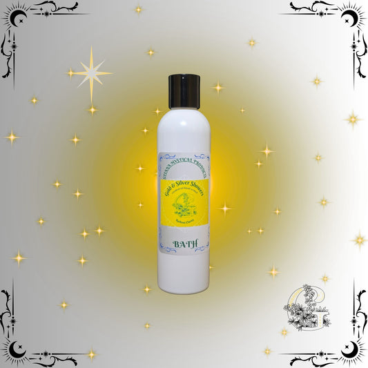 Gold & Silver Aromatic Bath Soak – radiant handcrafted soak with gold and silver tones symbolizing balance and renewal.
