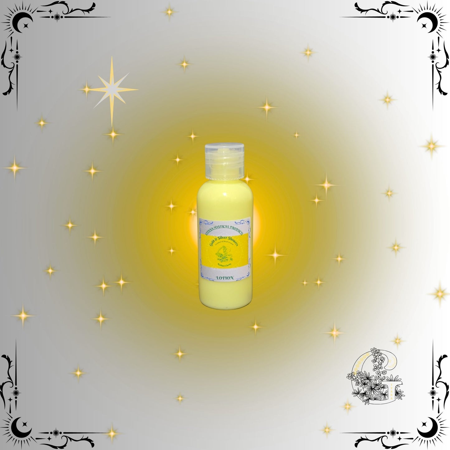 Gold & Silver Lotion – radiant, smooth moisturizer blending golden warmth and silver brightness for harmony.