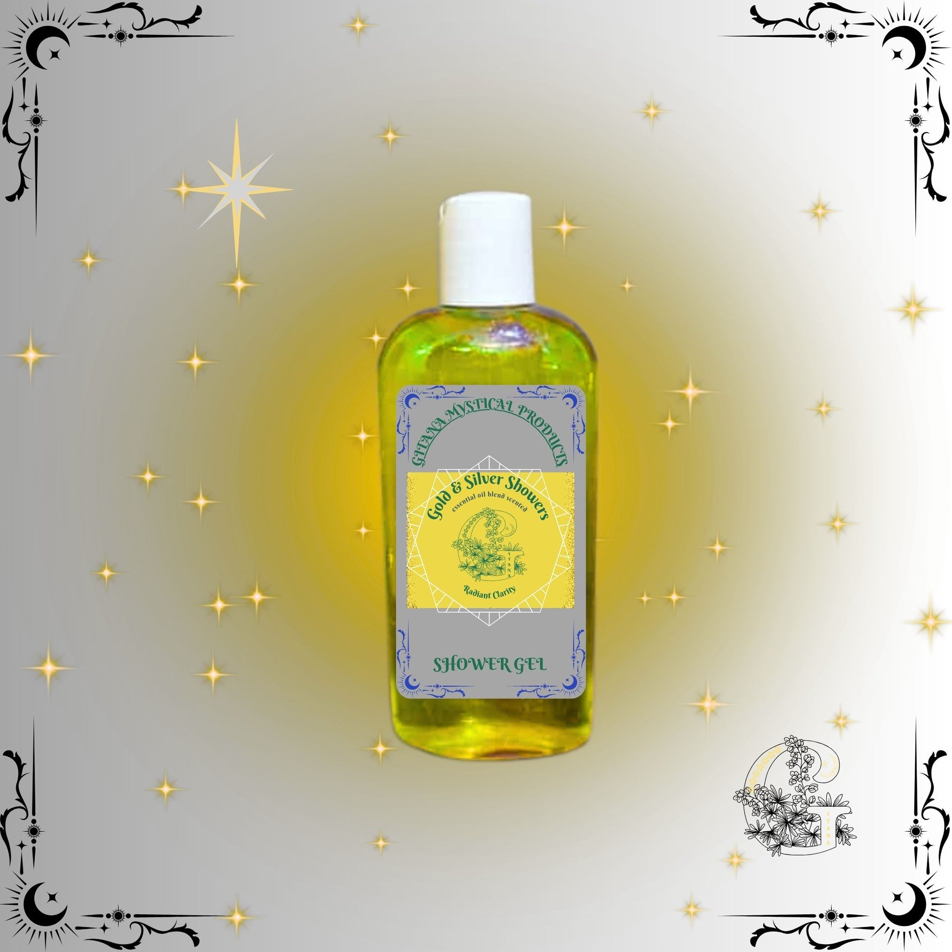 Gold & Silver Shower Gel – radiant aromatic cleanser blending golden warmth and silver brightness for harmony.