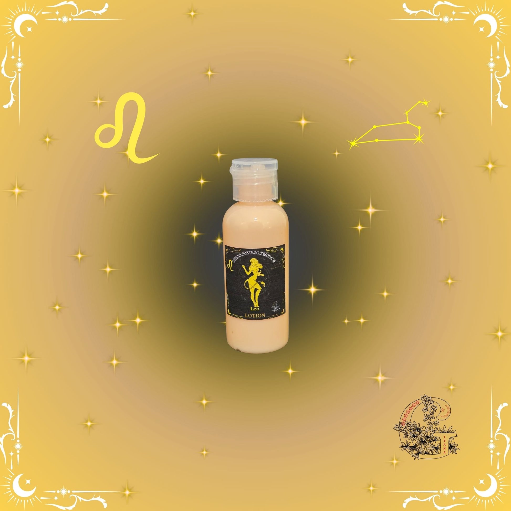 Leo Zodiac Lotion – radiant, confident lotion with warm golden tones for a luminous finish.