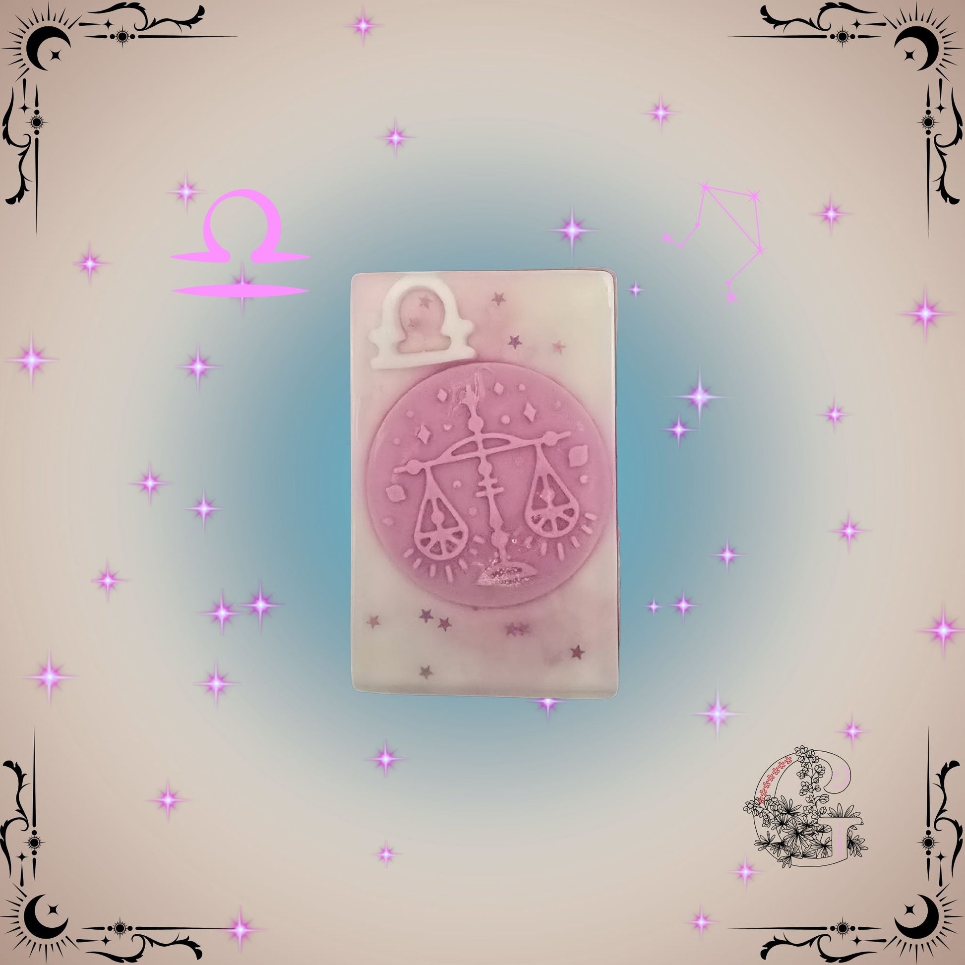 Libra Zodiac Soap – harmonious, elegant handcrafted soap in pink-beige tones promoting peace and beauty.
