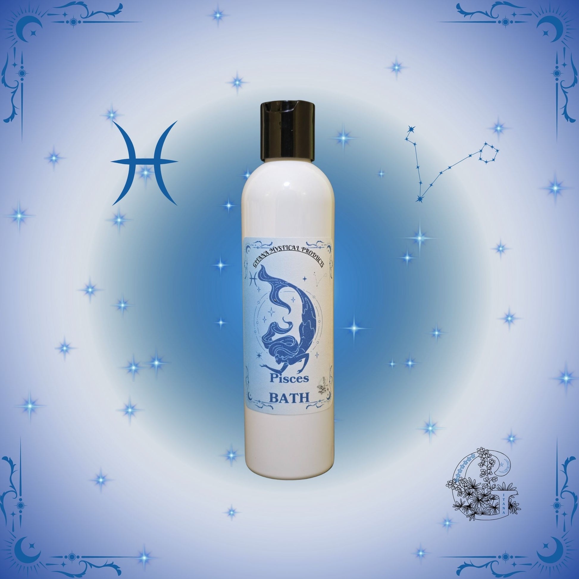 Pisces Zodiac Aromatic Bath Soak – dreamy and tranquil handcrafted soak in soft ocean blue tones.