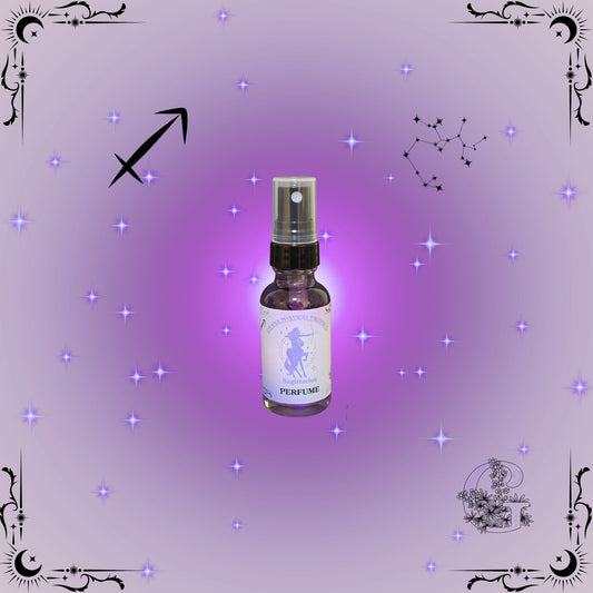 Sagittarius Zodiac Perfume – adventurous and uplifting fragrance with bright purple tones and a free-spirited vibe.