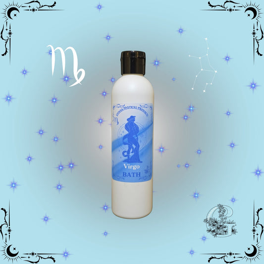Virgo Zodiac Aromatic Bath Soak – refined and balanced handcrafted soak in soft blue hues with gentle shimmer.