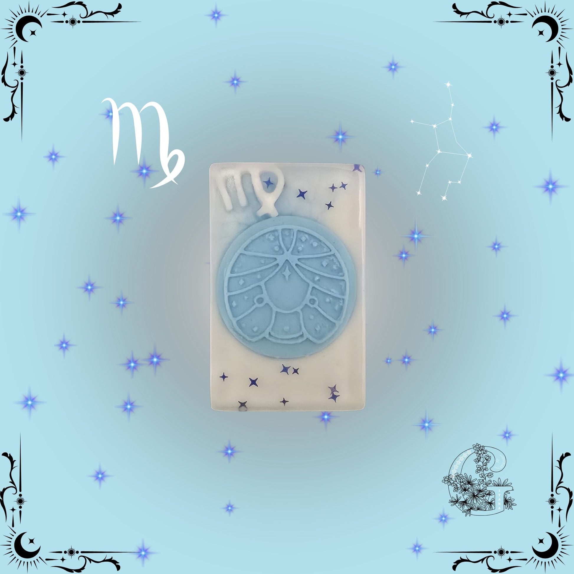 Virgo Zodiac Soap – refined, clean handcrafted soap in soft blue tones for balance and clarity.